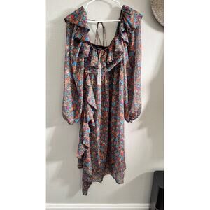 NEW For Love and Lemons Brittany Floral Midi Dress Womens Size S Sheer Ditsy